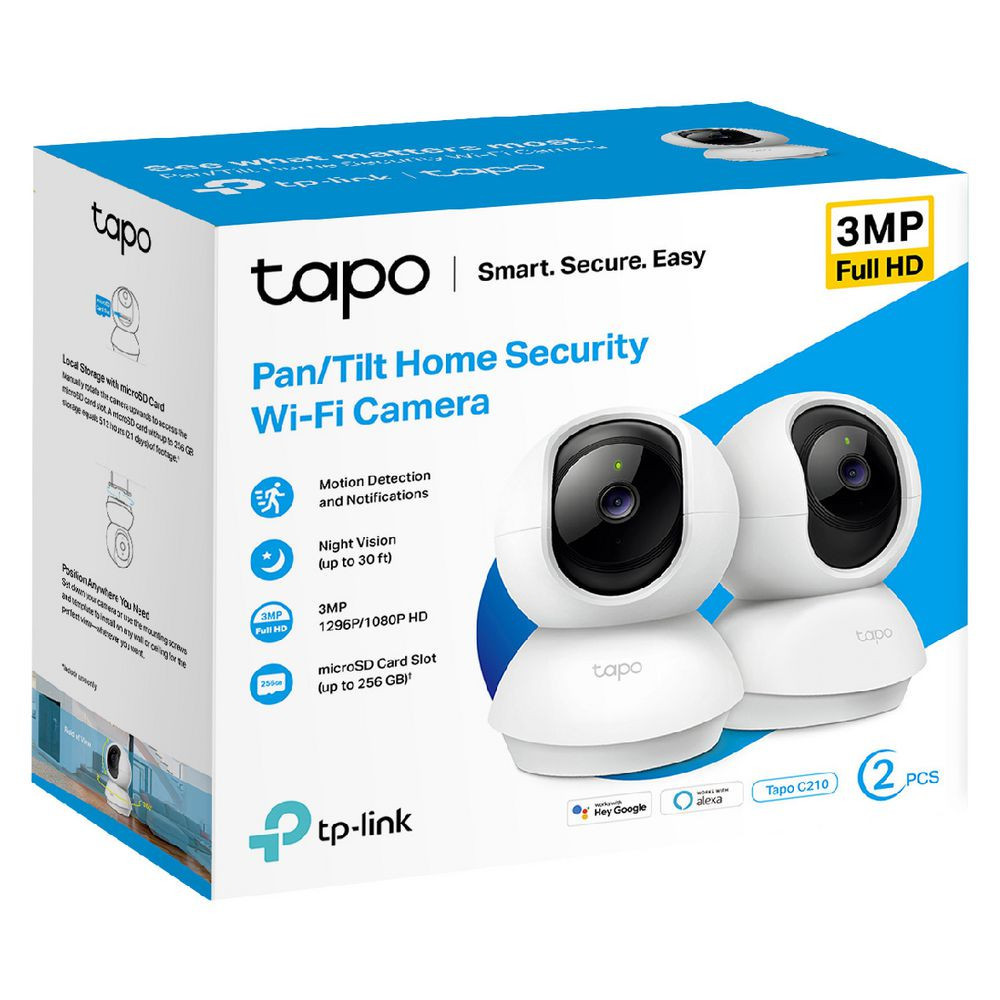 CAMARA TP-LINK WIFI TAPO C210 2K 3MP NOCHE-DIA MOTORIZADA PACK 2 UNIDDS
