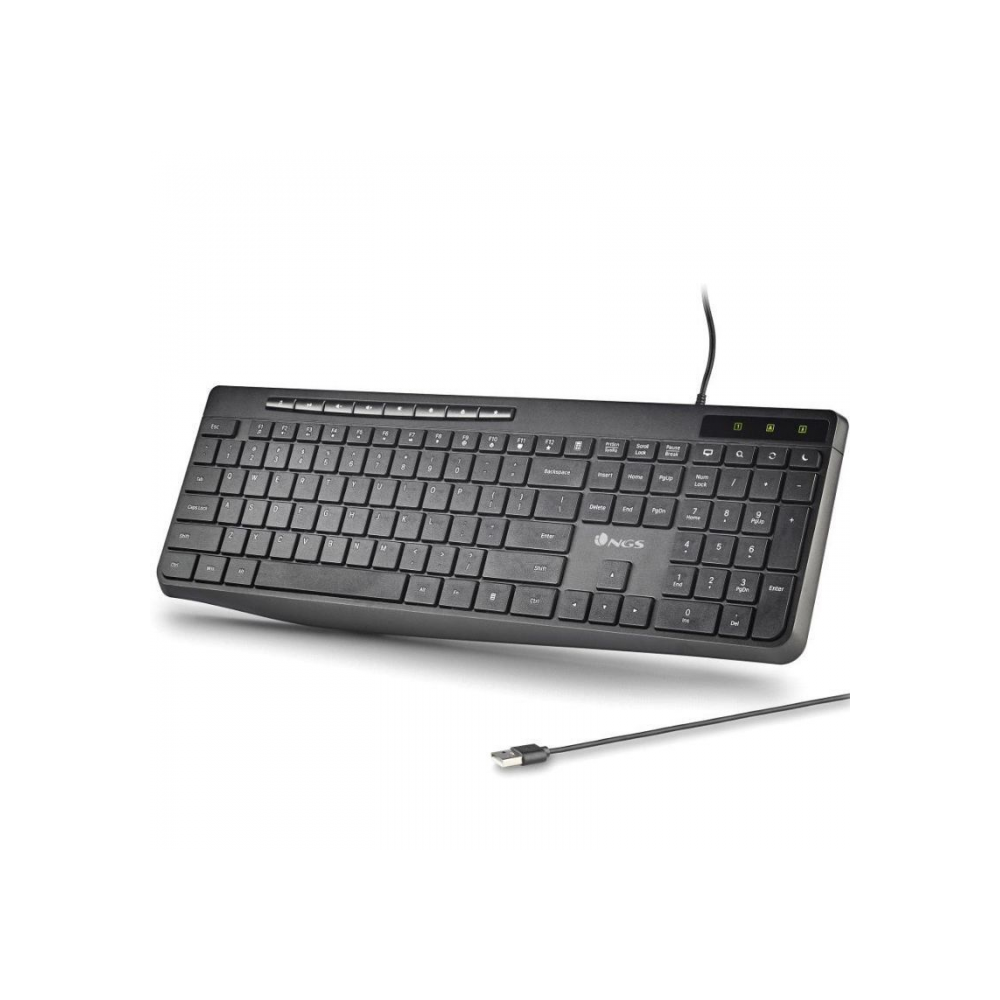 TECLADO NGS SPECTRA USB ULTRASLIM SILENCIOSO MULTIMEDIA NEGRO