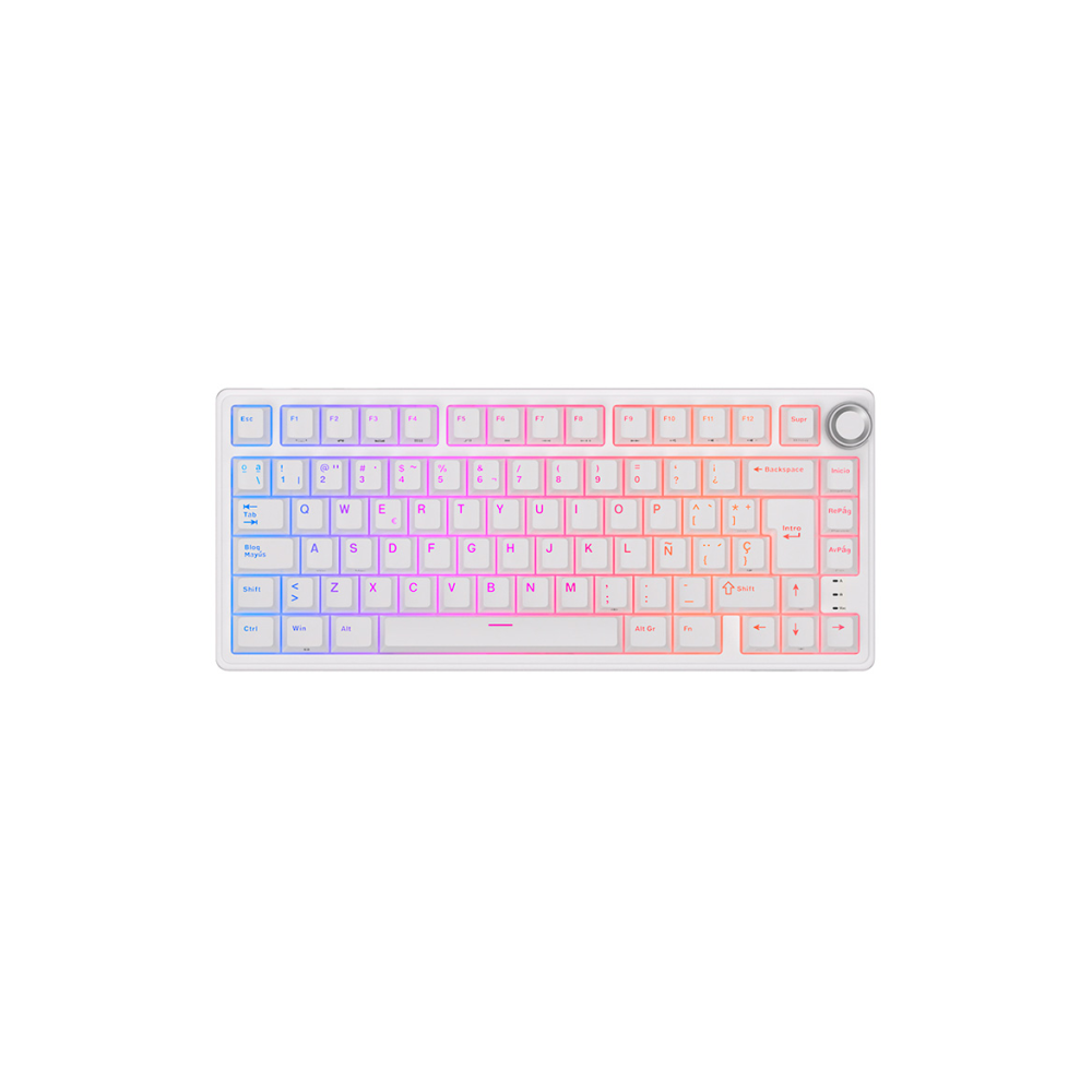Teclado para Mac y Windows Royal Kludge RKR75 ISO-ES Hot-Swappable Switch Silver Speed White Edition