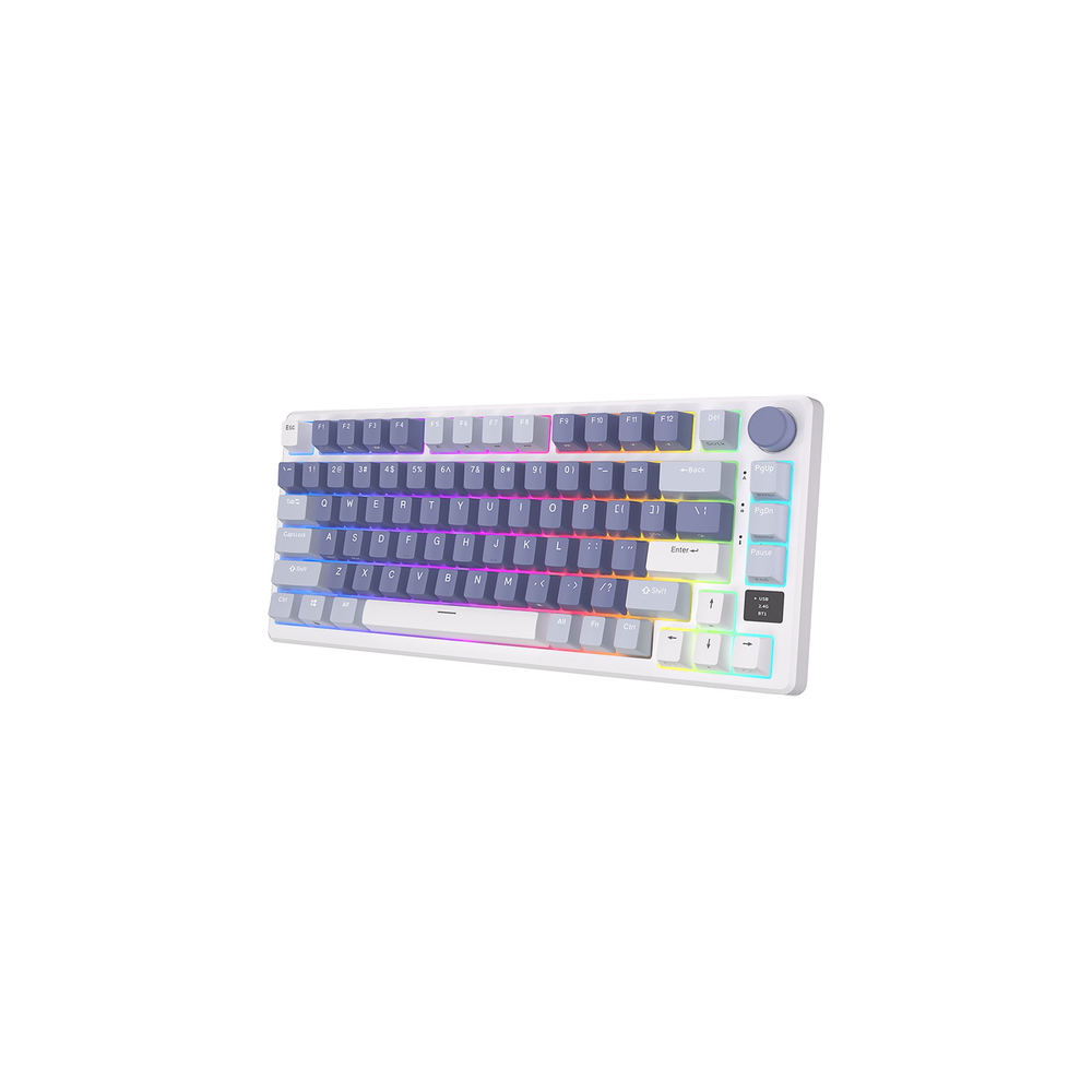 Teclado para Mac y Windows Royal Kludge RKM75 ISO-ES Hot-Swappable Switch Silver Speed Wireless Ocean Blue