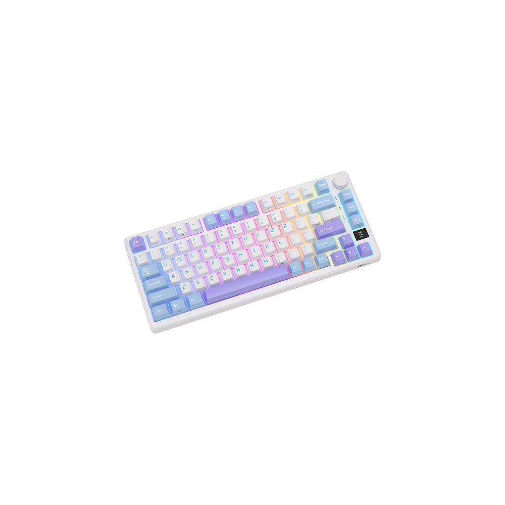 Teclado para Mac y Windows Royal Kludge RKM75 RGB ISO-ES Hot-Swappable Switch Brown Wireless Taro Milk