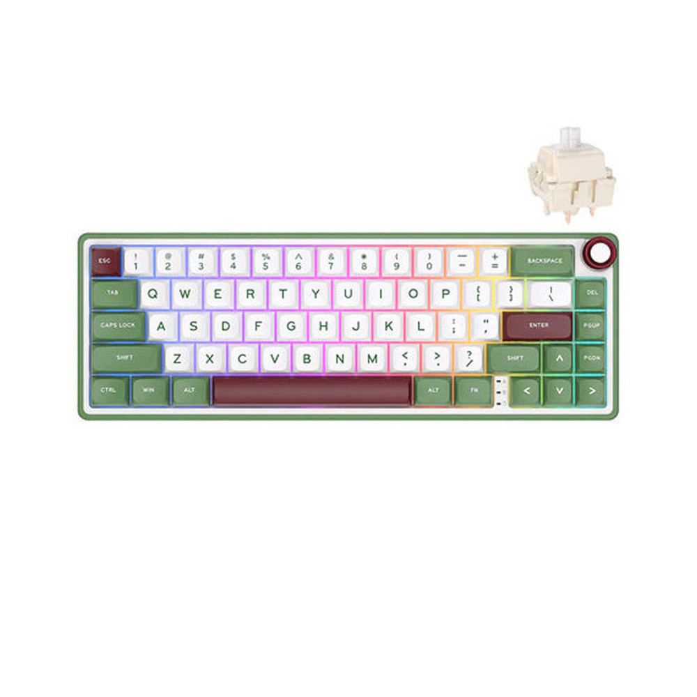 Teclado para Mac y Windows Royal Kludge RKR65 ISO-ES RGB Hot-Swappable Switch Chartreuse Greensand