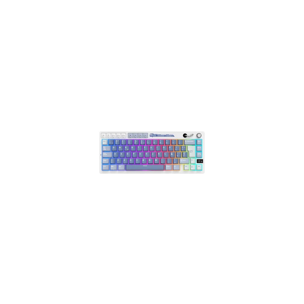 Teclado para Mac y Windows Royal Kludge RKM65 ISO-ES RGB Hot-Swappable Switch Cream Wireless Ocean Blue