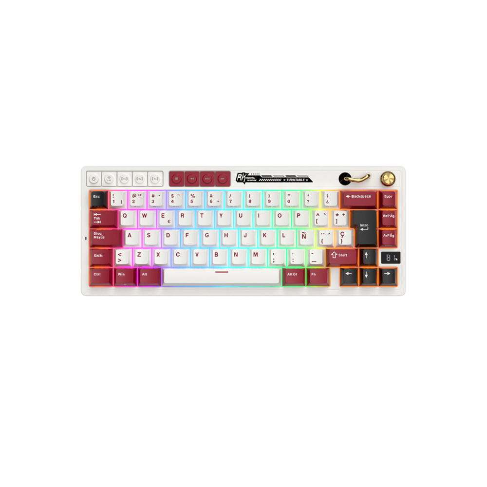 Teclado para Mac y Windows Royal Kludge RKM65 ISO-ES RGB Hot-Swappable Switch Beige Wireless Famicom