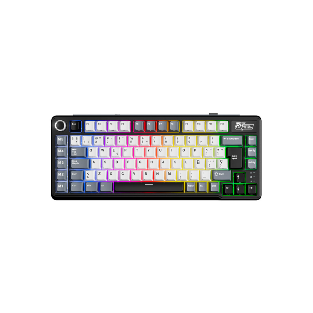 Teclado para Mac y Windows Royal Kludge RKL75 ISO-ES RGB Hot-Swappable Switch Cream Wireless Knight Black