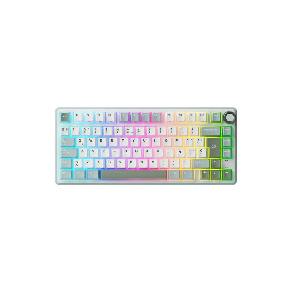 Teclado para Mac y Windows Royal Kludge RKR75 ISO-ES Hot-Swappable Switch Silver Speed Skycyan