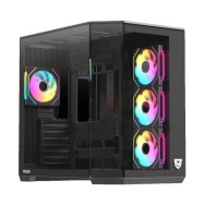 CAJA DE PC GAMING NFORTEC PULSAR SEMITORRE ATX A-RGB C. TEMPL. 3X120 INC. NEGRO
