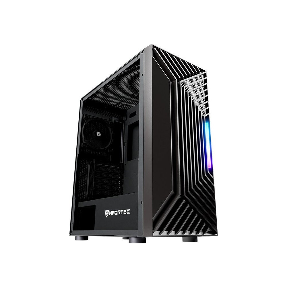 CAJA DE PC GAMING NFORTEC NERVIA SEMITORRE ATX A-RGB CRISTAL T. 3X120 INC. NEGRO