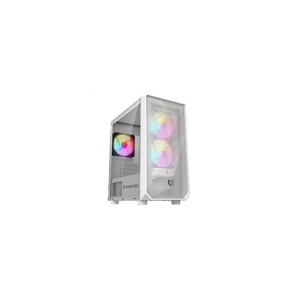 CAJA DE PC GAMING NFORTEC DYS TORRE MICRO-ATX A-RGB C. TEMPLADO 3X120 INC. BLANC