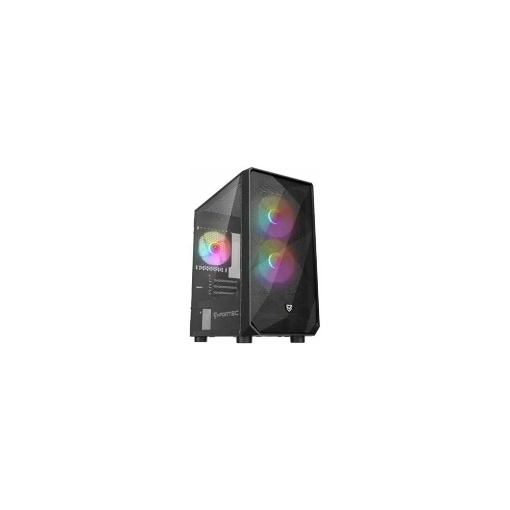 CAJA DE PC GAMING NFORTEC DYS TORRE MICRO-ATX A-RGB C. TEMPLADO 3X120 INC. NEGRO