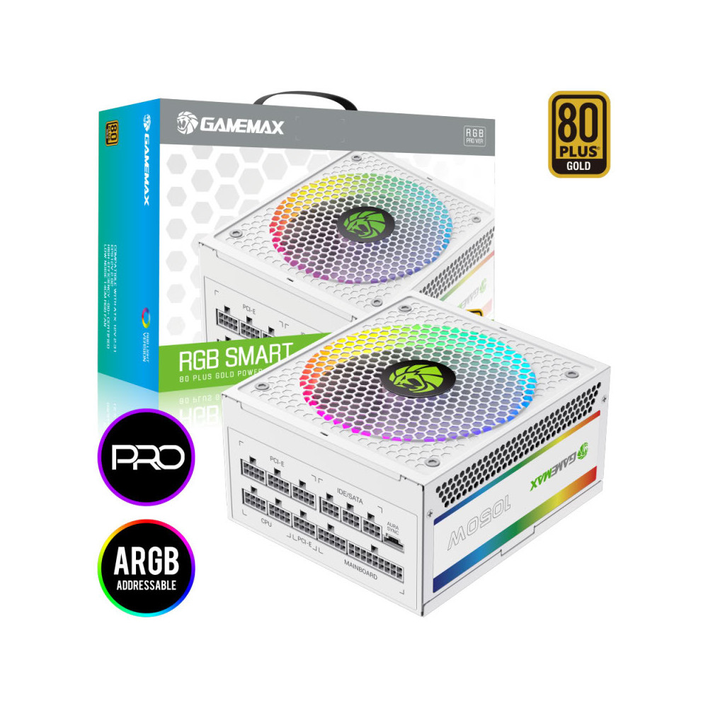 FUENTE DE ALIMENTACION GM RGB 1050W PRO FULL MODULAR 80+ GOLD ARGB WHITE
