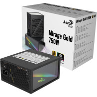 FUENTE DE ALIMENTACION 750W AEROCOOL MIRAGE GOLD 750 RGB LED 80 PLUS GOLD