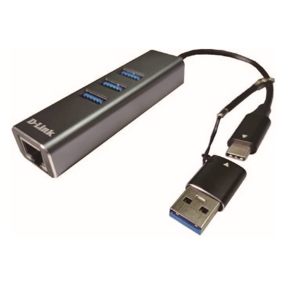 HUB USB-C D-LINK A GIGABIT ETHERNET LAN 3USB DUB-2332
