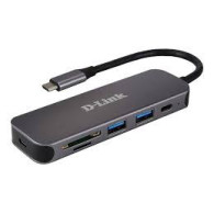 HUB USB-C D-LINK 5 EN 1 LECTOR SD/MDS 2PUSB3.0 CARGA 60W DUB-2325