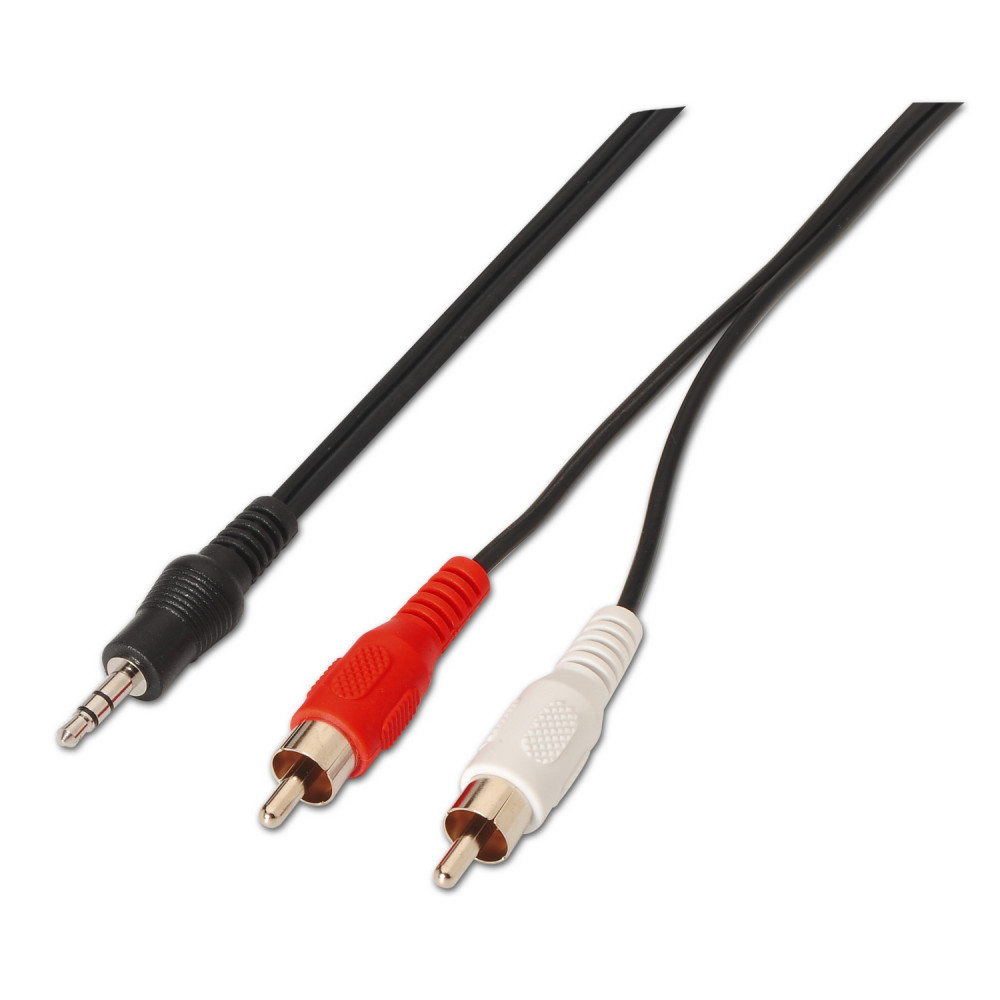 CABLE AUDIO ESTEREO JACK 3.5M-2XRCAM NEGRO 1.5M AISENS A128-0147