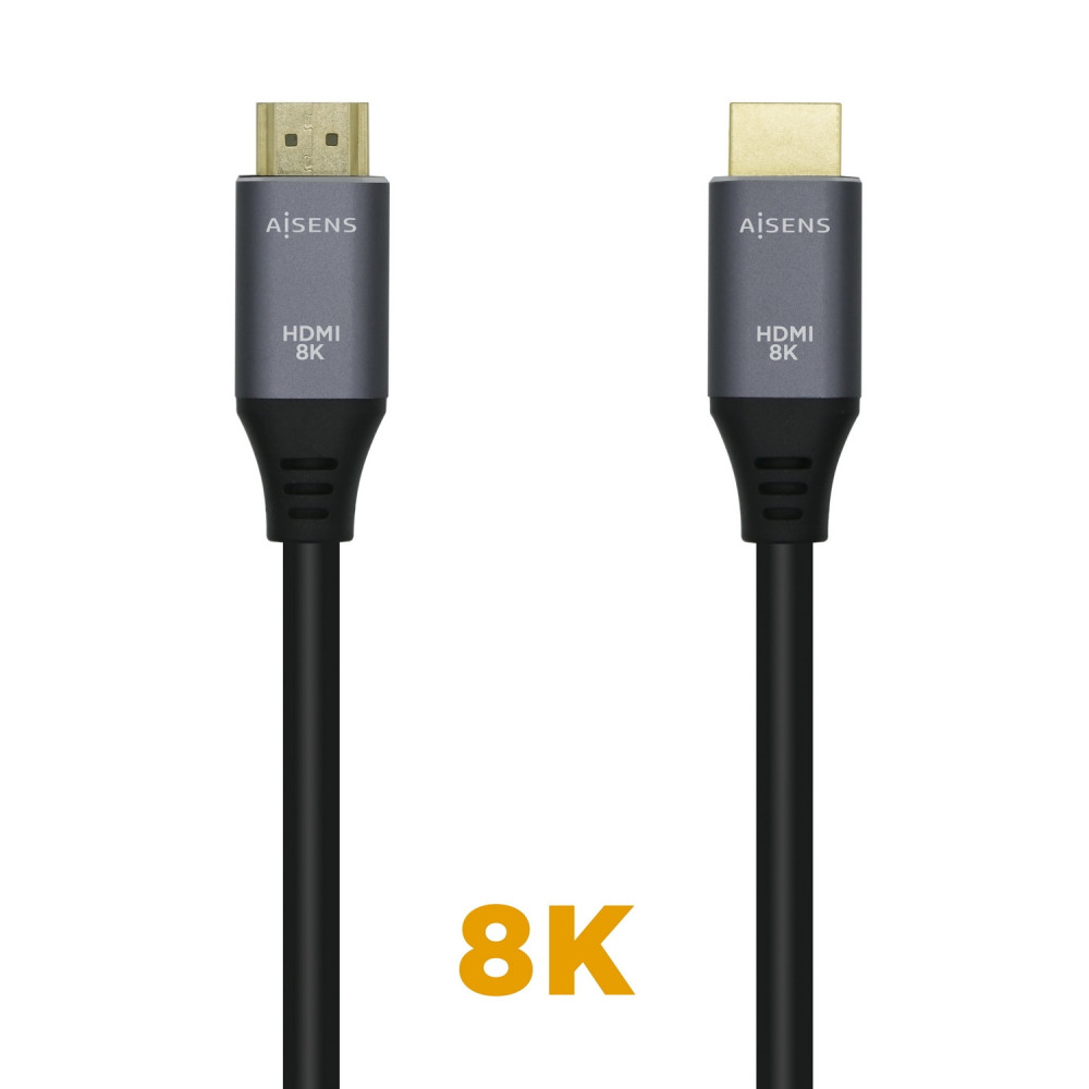 CABLE HDMI V2.1 8K 60HZ 48GBPS AM-AM GRIS NEGRO 0.5M AISENS A150-0425