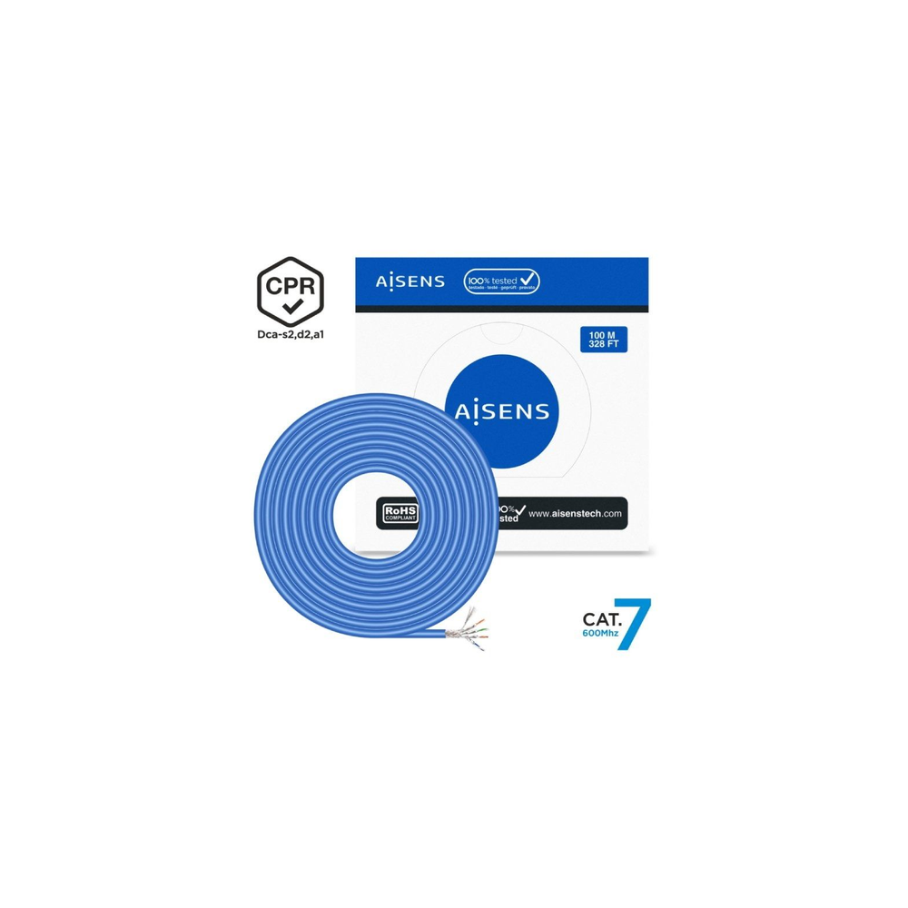 CABLE RED RJ45 LSZH CPR Dca CAT7 600 MHZ S/FTP AWG23 AZUL 100M AISENS A146-0664