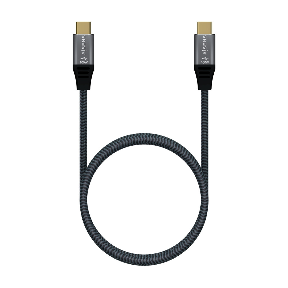 CABLE USB 2.0 ALUMINIO 5A 100W E-MARK USB-CM-USB-CM GRIS 1.0M AISENS A107-0628