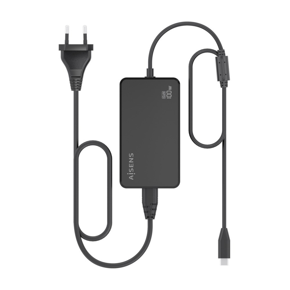 CARGADOR DE SOBREMESA GaN 100W PD3.0 USB-C 1.8M NEGRO AISENS ASCH-1PD100D070-BK