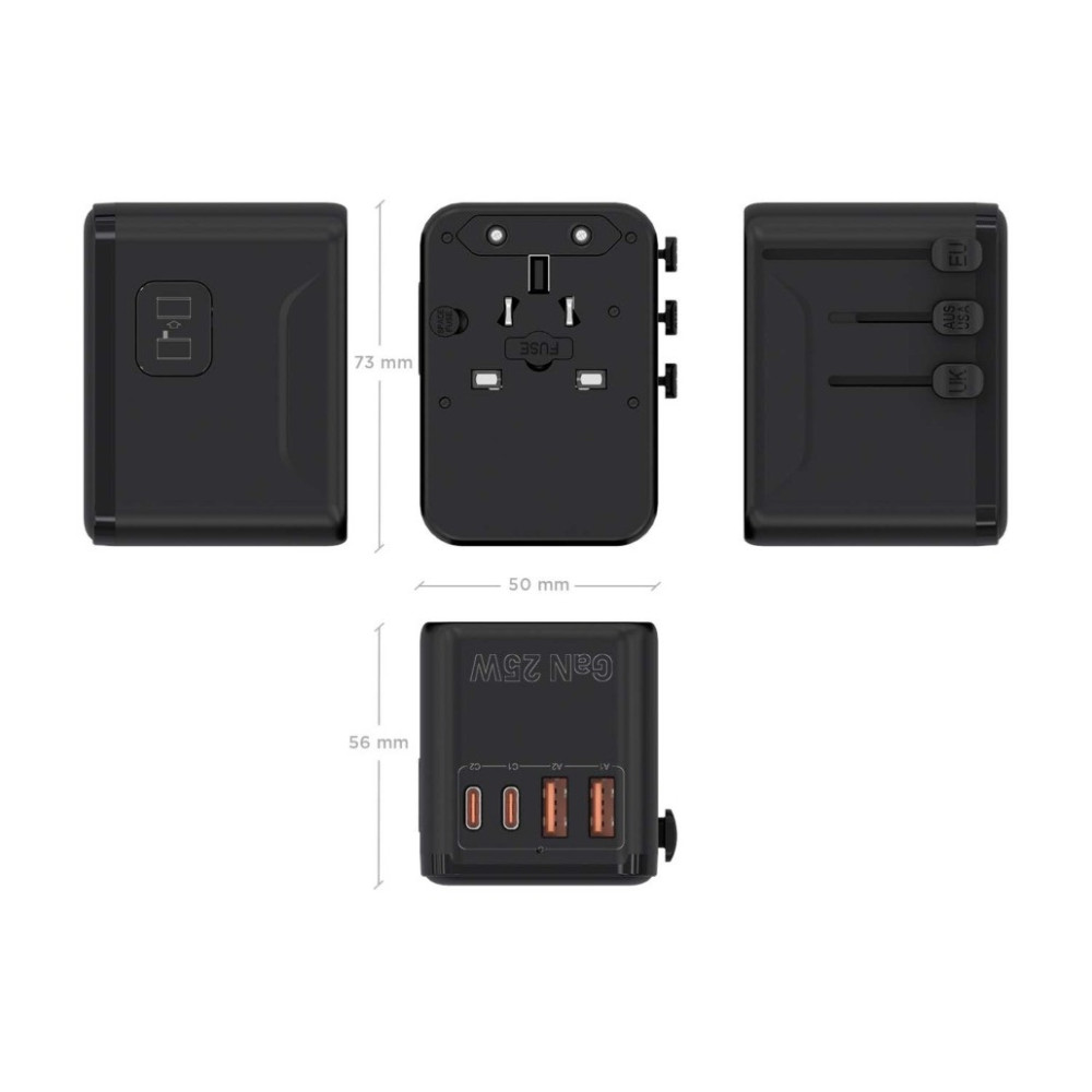 CARGADOR GaN PARED 2xUSB-A 2xUSB-C NEGRO AISENS ASPS-2A2C08-BK