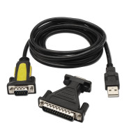 CONVERSOR USB A SERIE TIPO AM-RS232 DB9M DB25M NEGRO 1.8M AISENS A104-0039