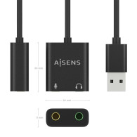 CONVERSOR USB-A A AUDIO 48KHz USB-A-M-2xJACK 3.5 H NEGRO 10CM AISENS A106-0769
