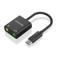 CONVERSOR USB-C A AUDIO 48KHz USB-C-M-2xJACK 3.5-H NEGRO 10CM AISENS A109-0767