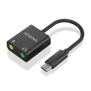 CONVERSOR USB-C A AUDIO 48KHz USB-C-M-2xJACK 3.5-H NEGRO 10CM AISENS A109-0767