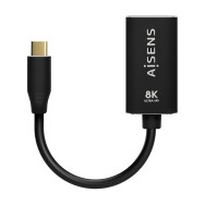 CONVERSOR USB-C-M A DISPLAYPORT-H 8K60HZ ALUNINIO NEGRO 15CM AISENS A109-0690