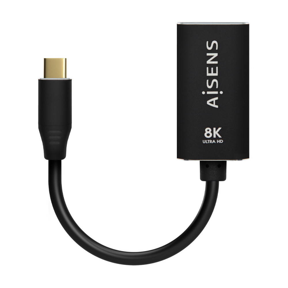 CONVERSOR USB-C-M A DISPLAYPORT-H 8K60HZ ALUNINIO NEGRO 15CM AISENS A109-0690