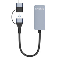 CONVERSOR USB3.2 GEN1 USB-A+USB-C A ETHERNET 2.5G GRIS 15CM AISENS A109-0710