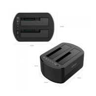 DOCKING DOBLE BAHIA SATA 2.5 3.5 USB 3.0 3.1 GEN1 CLONE NEGRO AISENS ASDS-D03B