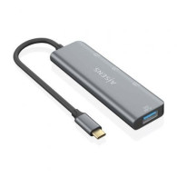 HUB USB 3.2 GEN2 10G USB-C USB-C-M-USB-C-H-3xUSB-A-H GRIS 15CM AISENS A109-0764