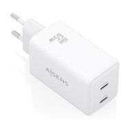 CARGADOR GaN 65W 2xUSB-C PD3.0 QC4.0 BLANCO AISENS ASCH-65W2P078-W
