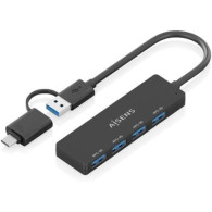 HUB USB 3.1 USB-CM A USB-AM 4 USB-AH NEGRO 15CM AISENS A109-0987