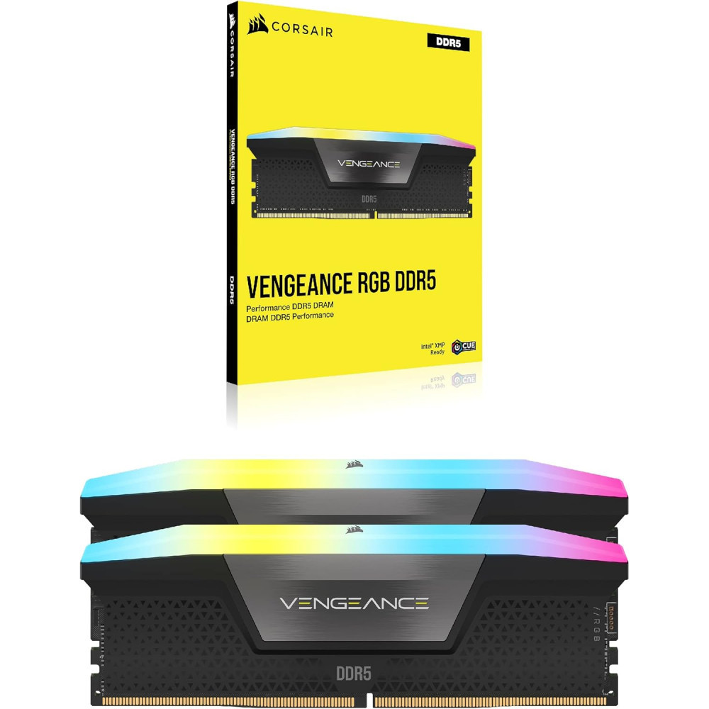 KIT MEMORIA RAM CORSAIR VENGEANCE 16GB (2X8GB) DDR5 5200MHZ RGB CL40 BLACK
