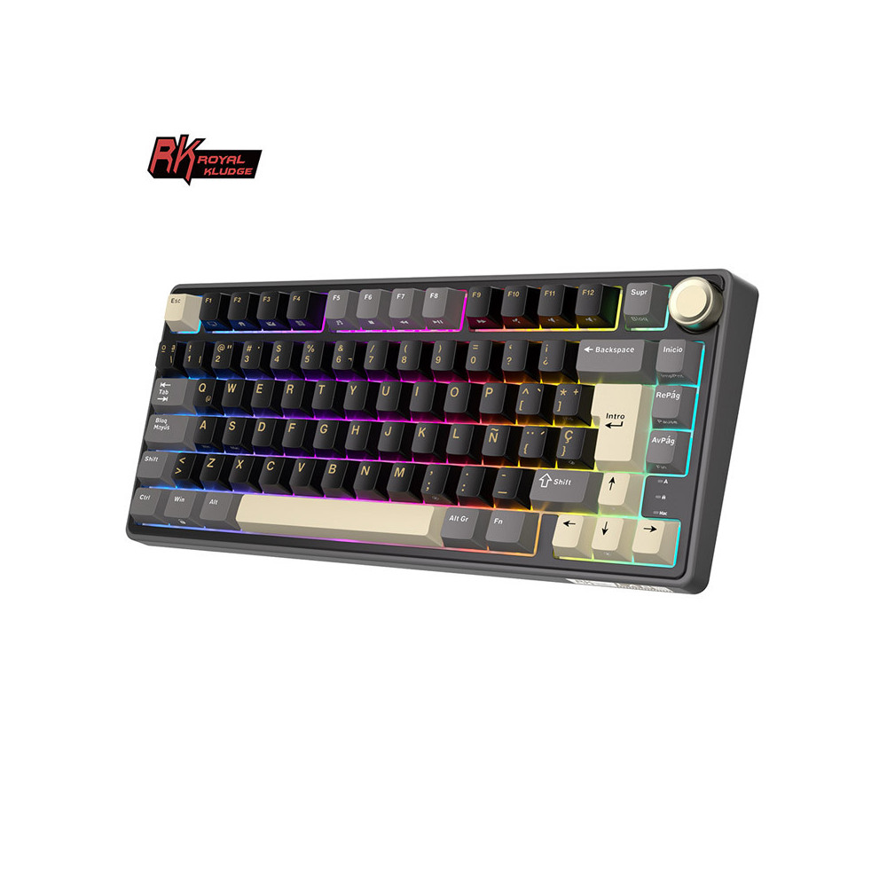 Teclado para Mac y Windows Royal Kludge R75 ISO-ES RGB Hot-Swappable Switch Silv
