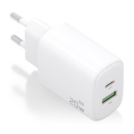 CARGADOR GaN 20W 1xUSB-C PD3.0 1xUSB-A QC3.0 BLANCO AISENS A110-0909