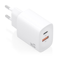 CARGADOR GaN 30W 1xUSB-C PD3.0 QC4.0 1xUSB-A QC3.0 BLANCO AISENS A110-0952