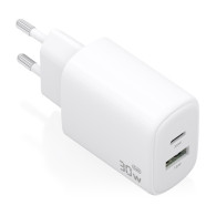 CARGADOR GaN 30W 1xUSB-C PD3.0 QC4.0 1xUSB-A QC3.0 BLANCO AISENS A110-0977