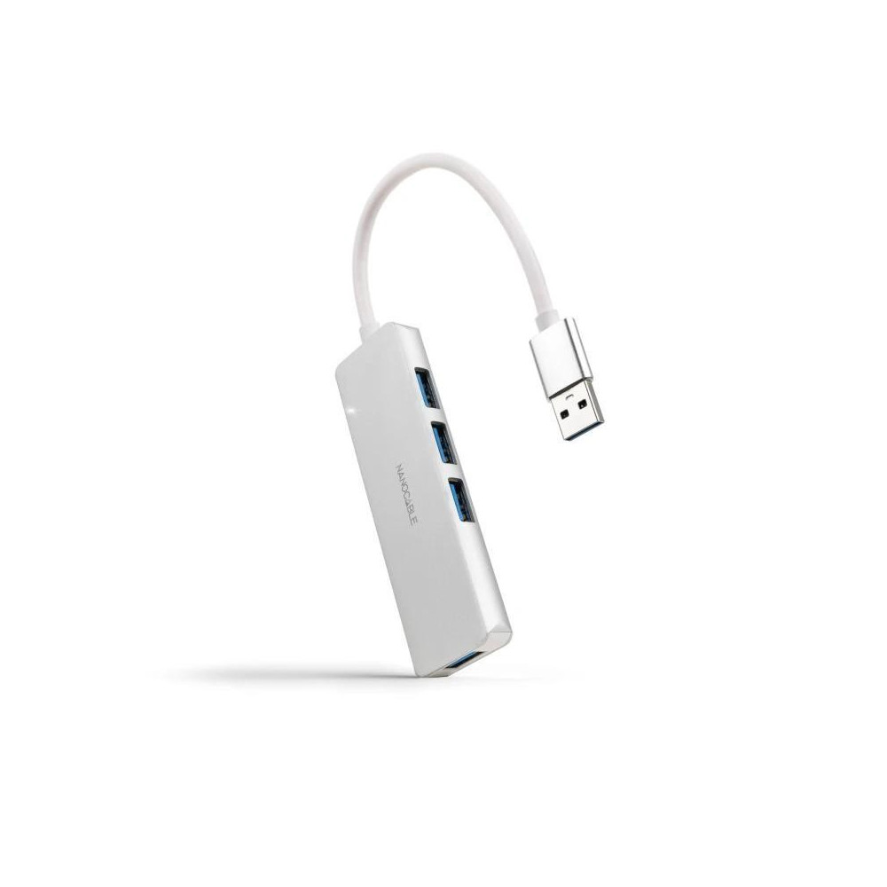 HUB USB 3.0 4xUSB3.0. USB-A/M-USB 3.0/H ALUM. 18CM NANOCABLE 10.16.4602