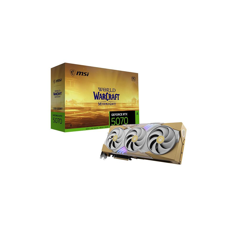 Tarjeta Gráfica MSI GeForce RTX 5070 World of Warcraft MIDNIGHT LIGHT EDITION OC 12GB GDDR7 DLSS4