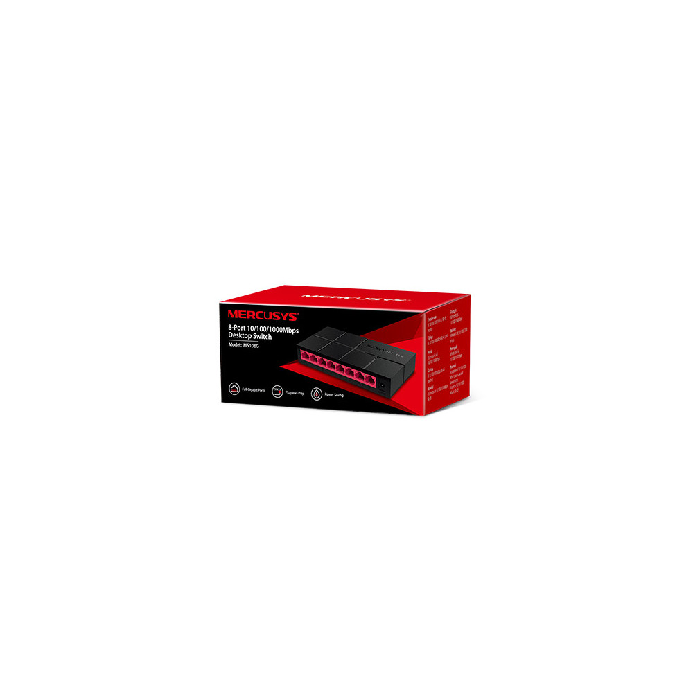 SWITCH MERCUSYS 8P 101001000 MS108G NEGRO-ROJO