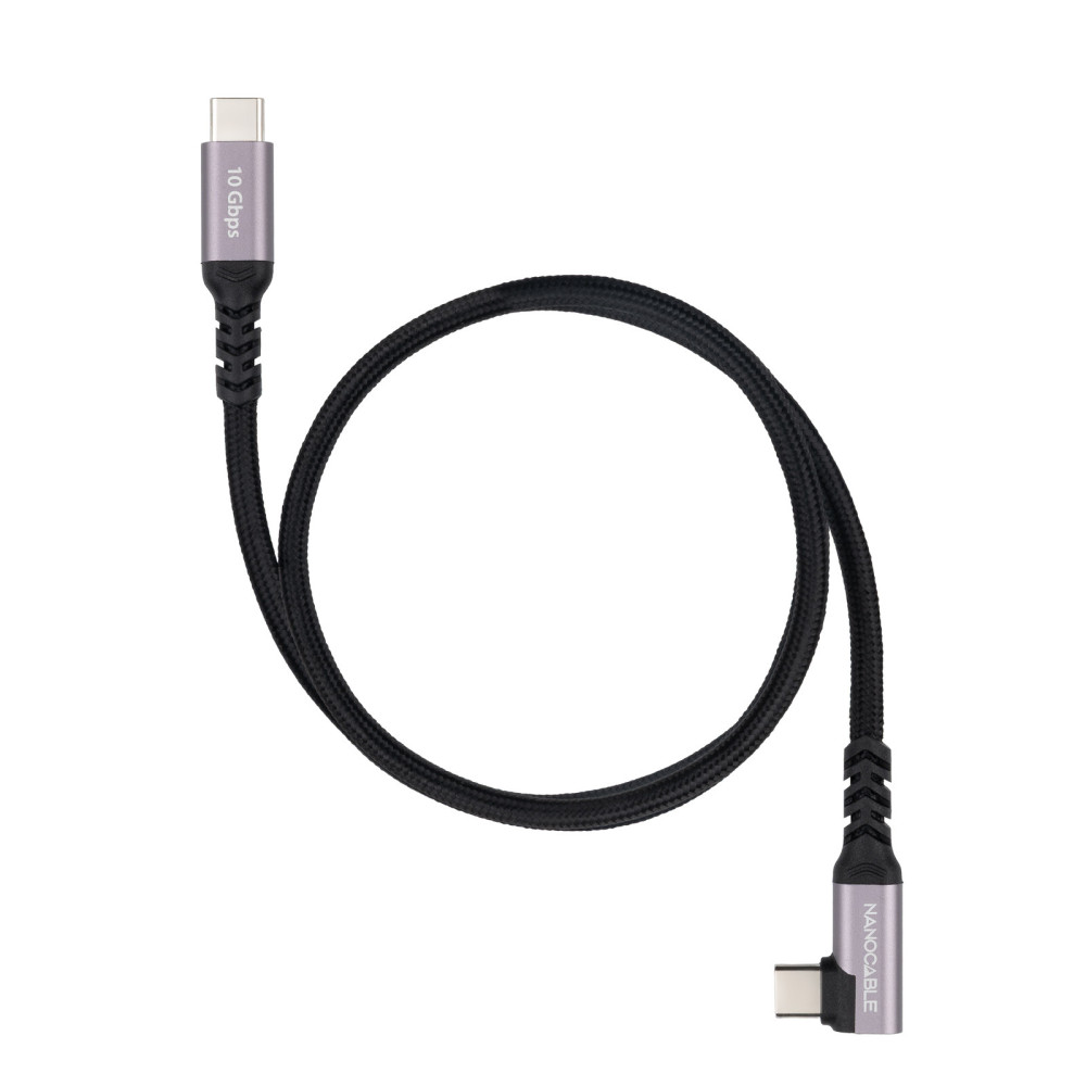 CABLE USB-C ACODADO M/M 3.2 GEN2 100W 4K/60Hz 0.5M NANOCABLE 10.01.4700