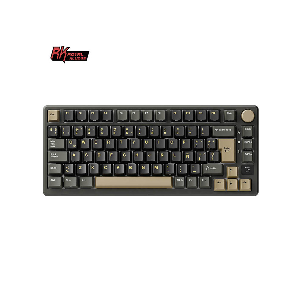 Teclado para Mac y Windows Royal Kludge RKM75 ISO-ES Hot-Swappable Switch Silver Speed Wireless Phantom