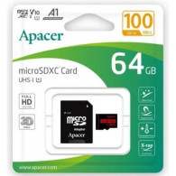 MEMORIA MICROSD 64GB APACER C10 100MB CON ADAP SD AP64GMCSX10UB-R
