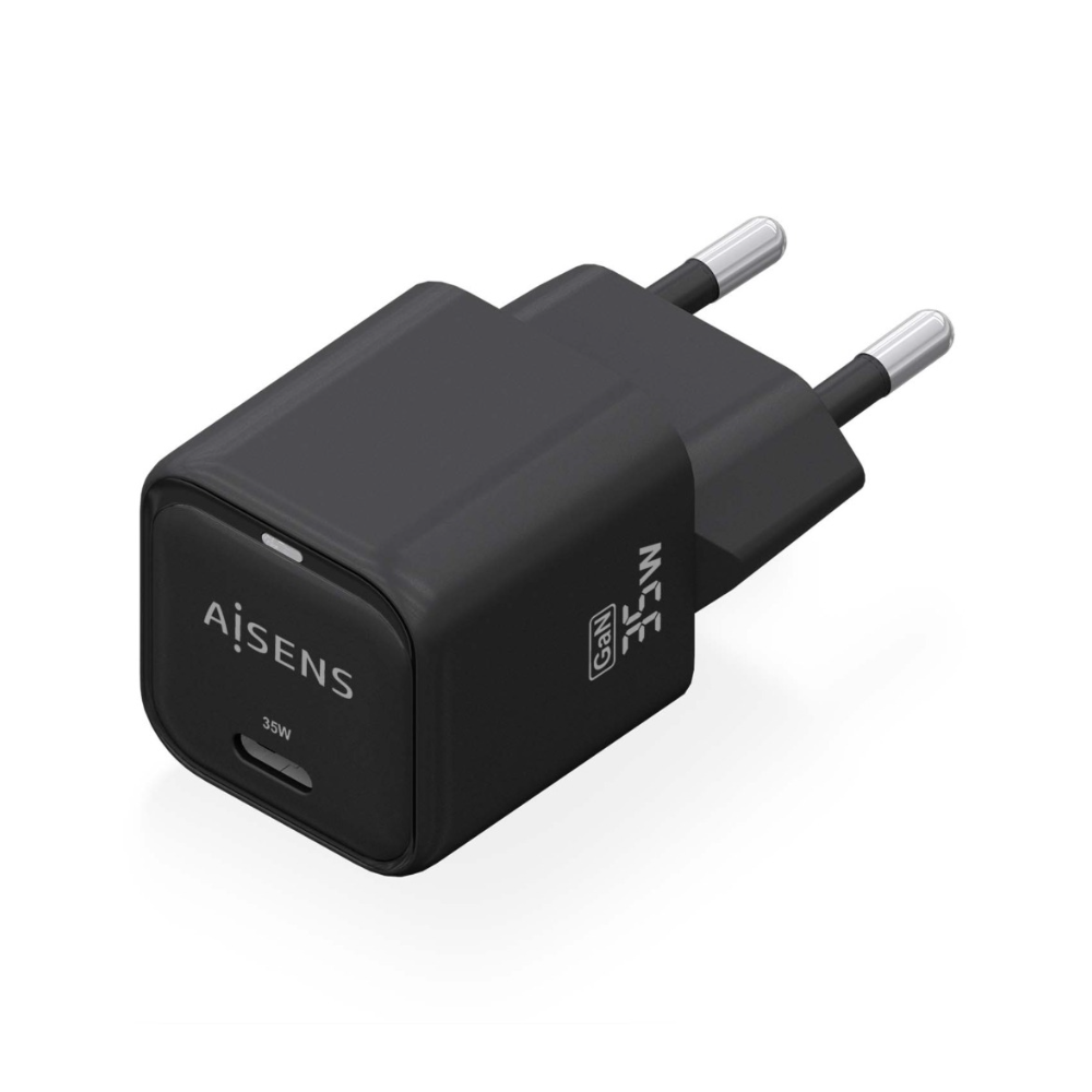 CARGADOR GaN 35W 1xUSB-C PD3.0 QC4.0 NEGRO AISENS ASCH-35W1P023-BK