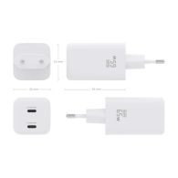 CARGADOR GAN 65W 2xUSB-C PD3.0 QC4.0 BLANCO AISENS ASCH-65W2P039-W