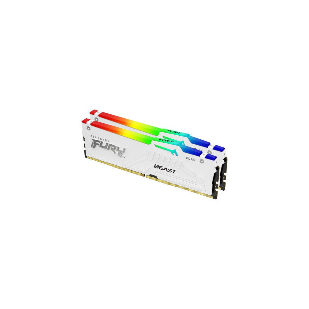 Memoria DDR5 Kingston Fury Beast RGB 32GB 2x16GB 6000MHz CL36 EXPO-XMP Blanco