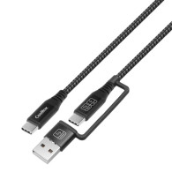 CABLE COOLBOX CARGA RAPIDA DE USB-C+A A USB C DE 1.8M 60W ALUMINIO TRENZADO